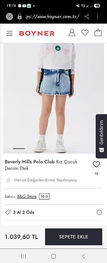 b koynəyi var: Beverly Hills Polo Club qız uşaqları üçün dəst - Denim ətək — 5