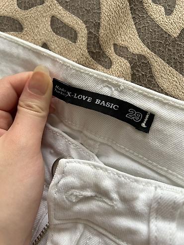Cins şalvar: Ağ rəngli dizaynlı cins şalvar – X-LOVE BASIC, ölçü 29. - Material — 3