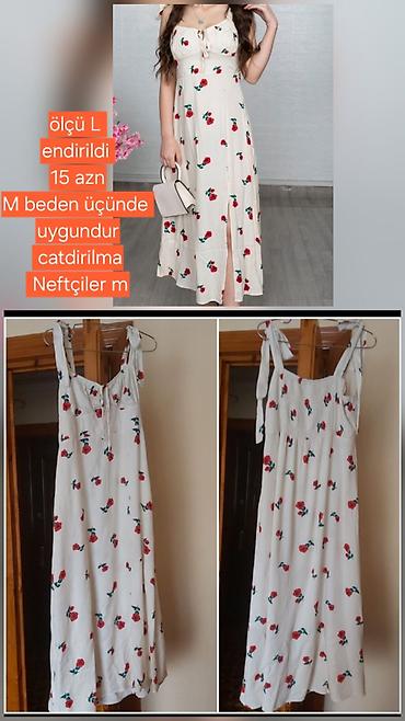 güllü don: Ağ rəngli, çiçək naxışlı uzun yay donu - Model: maxi uzunluq, yüngül — 1