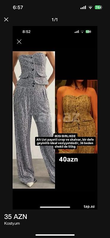 IKISI BIRLIKDE Alt Ust payetli crop ve shalvar, bir defe geyinilib lalafo.az -da IKISI BIRLIKDE Alt Ust payetli crop ve shalvar, bir defe geyinilib