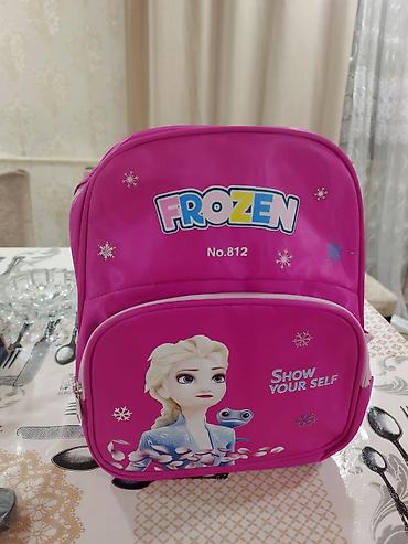 yazı formalari: Uşaq çantası – “Frozen” mövzulu, No.812 - Rəng: parlaq çəhrayı - Ön — 4