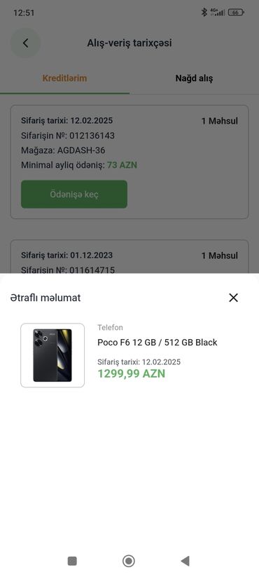 kredit telefonların alışı: Poco F6, 512 GB, rəng - Qara, Kredit, Sensor, Barmaq izi