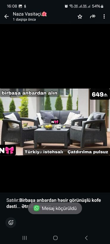 Sifarişlə divanlar: Yeni, 2 kreslo, Divan, Həsir toxunuşlu