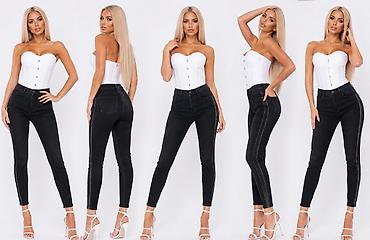 farmerke pull and bear: Ženske skinny farmerke – crne. Vel S - Kroj: visok struk, uske — 4