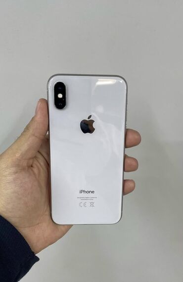 Apple iPhone: IPhone X, Б/у, 64 ГБ, Белый, Защитное стекло, Чехол, 100 %