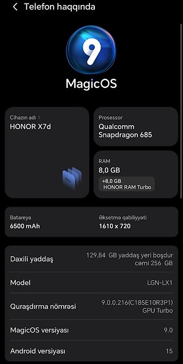 Mobil telefonlar: Honor X7d, 256 GB, rəng - Boz — 2