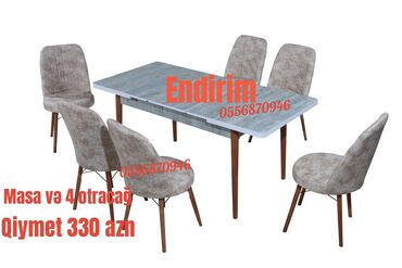 Masa və oturacaq dəstləri: Mətbəx üçün, Yeni, Açılan, Dördbucaq masa, 4 stul — 5