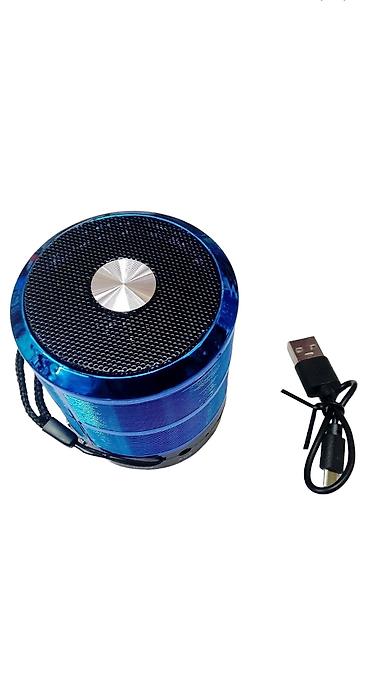 ucuz planset: Mini portativ Bluetooth dinamik – mavi, silindrik metal gövdə və bilək — 4
