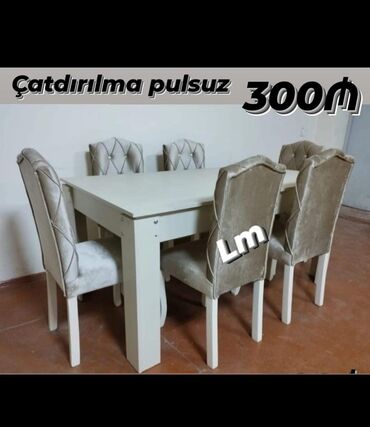 Masa və oturacaq dəstləri: Qonaq otağı üçün, Yeni, Açılmayan, Dördbucaq masa, 6 stul -da lalafo.az — 12 Masa və oturacaq dəstləri: Qonaq otağı üçün, Yeni, Açılmayan, Dördbucaq masa, 6 stul — 12