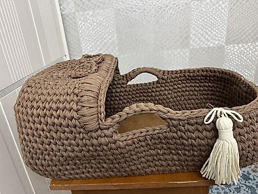 lay lay matras: Əl işi toxuma beşik-səbət - Material: qalın toxuma ip (trikotaj — 2