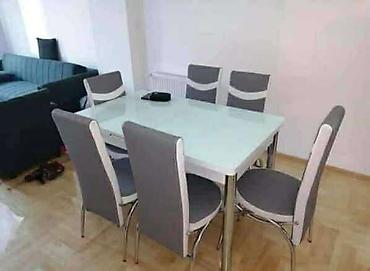 Setovi stolova i stolica: Trpezarijski set – sto sa staklenom pločom i 6 stolica - Dizajn — 2