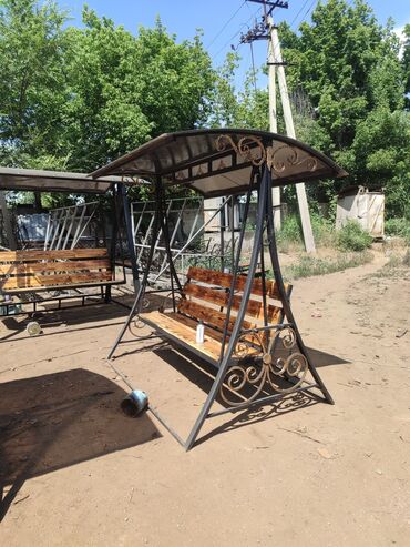 Садовые качели: Садовые качели Металл, Со спинкой, С крышей — 20