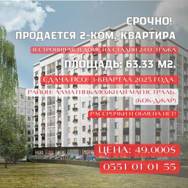 квартиры частные дома: 2 комнаты, 63 м², Элитка, 6 этаж
