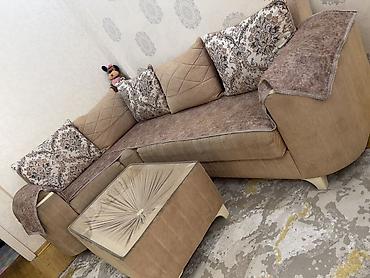 ev əsyalar: Künc divan dəsti – pouf ilə - Rəng: pastel bej/şamua tonları - — 4