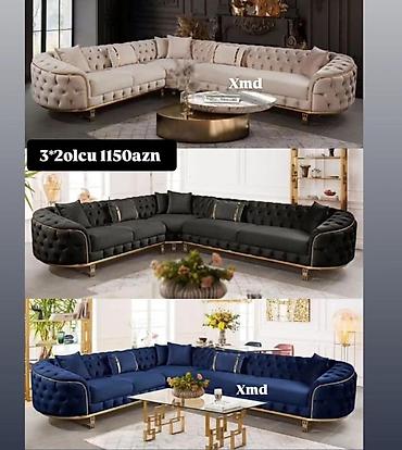 divan fabrikası: L‑formal L‑şəkilli künc divan dəsti - Ölçü: 3×2 m (şəkildə qeyd — 1