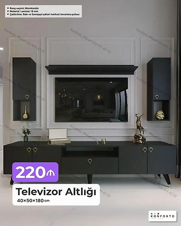 Ev və bağ: Televizor altlığı və divar modulu dəsti - Ölçülər: 40×50×180 sm (TV — 1