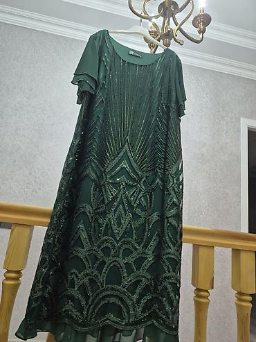 be: Tünd yaşıl rəngdə zərli ziyafət geyimi - Model: qısa qollu, yumru — 2
