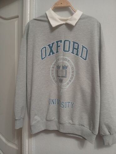 шапочки с надписями: Свитшот серый с принтом Oxford University. - Цвет: светло‑серый