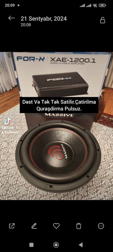 maşın üçün dinamik: Massive 2000W 800 Rms-220m For-x 1200.1 Mono Blok-260m Hamsi Yenidir