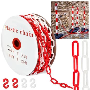 dəmir qaplar: ZƏNCİR 6MM 1 TOP (25 METR) AYIRICI ZƏNCİR -Qalınlığı 6 mm plastik