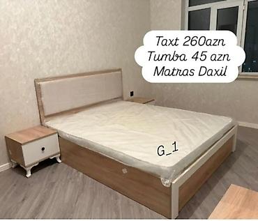 tumbo: Modern yataq dəsti – taxt və tumbalar - Taxt: təbii ağac teksturalı — 1