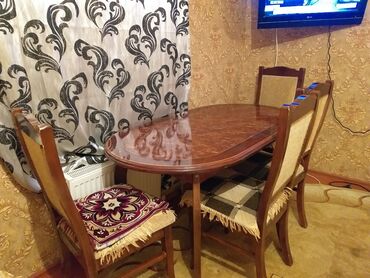 malaziya masa ve oturacaq: Для гостиной, Б/у, Раскладной, Овальный стол, 6 стульев, Малайзия