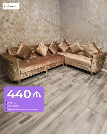 Künc divan - Ölçülər: 280 × 200 sm - Materiallar: ağac karkas, parça