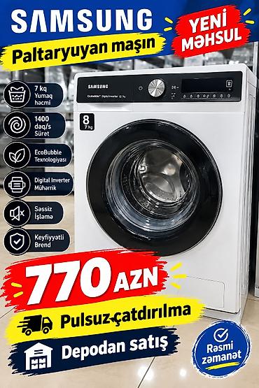 samsung was end: Samsung paltaryuyan maşın - Yük tutumu: 7 kq - Sürət: 1400 dövr/dəq - — 1