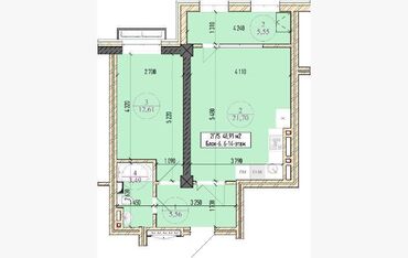 квартира за 10 000: 1 комната, 49 м², Элитка, 10 этаж, ПСО (под самоотделку)