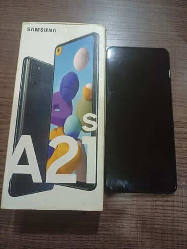 самсунк а 03: Samsung Galaxy A21S, Колдонулган, 64 ГБ, түсү - Кара, 2 SIM