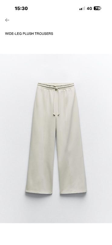 mona farmerke: Wide-Leg Plush Trousers – ženske široke pantalone - Kroj: široke — 1