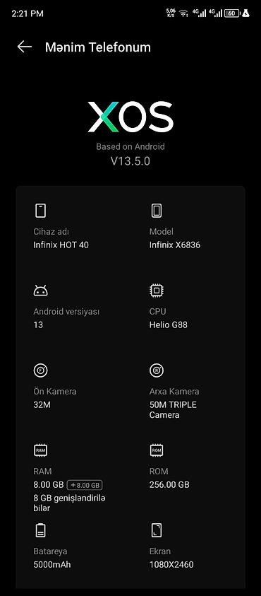 Infinix Hot 40, 256 GB lalafo.az -da Infinix Hot 40, 256 GB