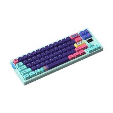 Аксессуары для ПК: Механическая клавиатура VGN X68 Neon, голубая, PBT кейкапы, Gasket