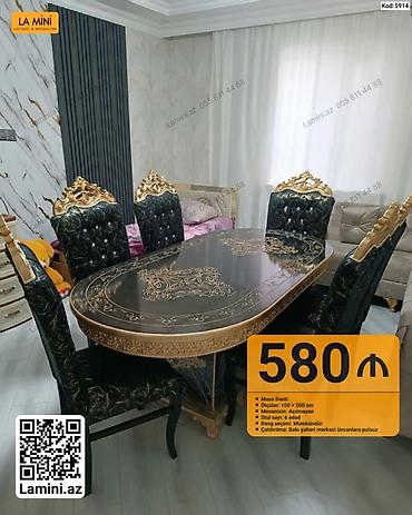 Ev və bağ: Klassik üslubda yemək otağı üçün masa dəsti - Masa ölçüləri: 100 × — 1
