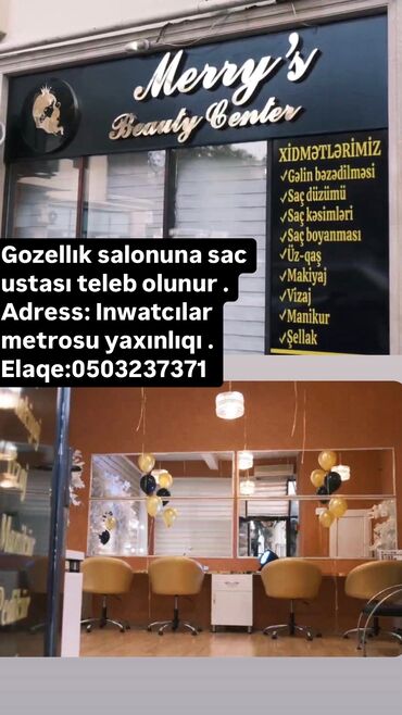 salona model teleb olunur 2021: Saç ustası tələb olunur, Faiz, 3-5 illik təcrübə, Rəsmi işədüzəltmə