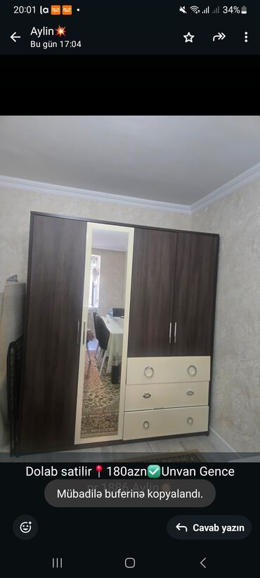 Mebel: Dolab satilir📍180azn✅Unvan Gence pr.1886 Aylin💥