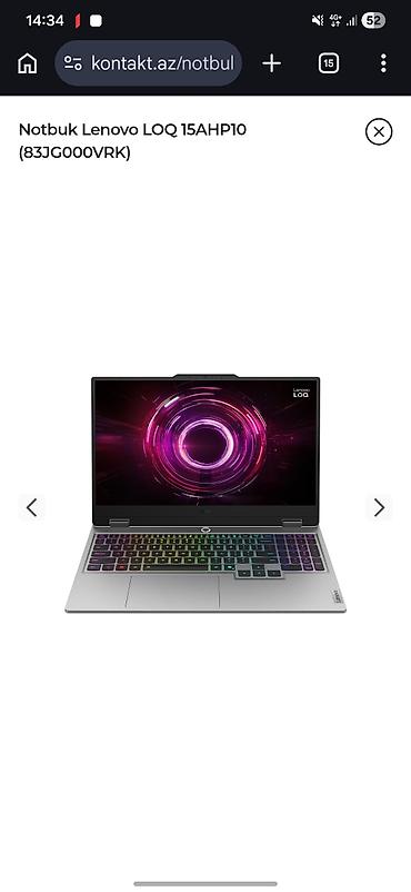 14 pro max dubai version: Lenovo LOQ 15AHP10 (83JG000VRK) noutbuku - 15.6" ekran – nazik — 1
