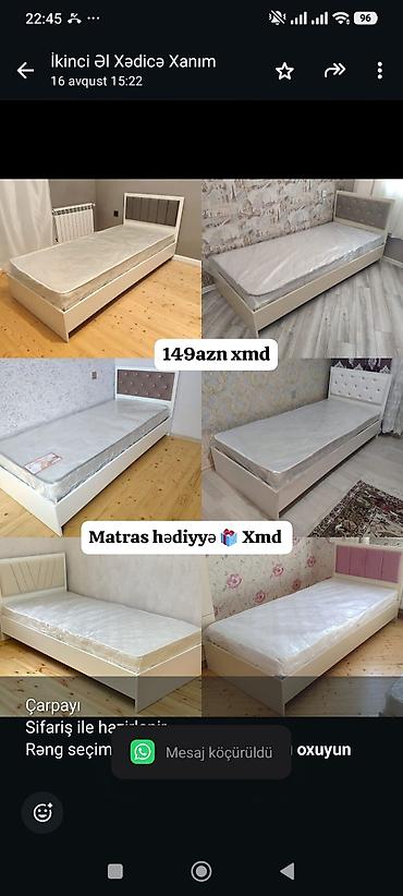Мебель: Çarpayı Sifariş ile hazirlanir Rəng seçimi mövcuddur 🎨 Ölçü 90*2 — 1