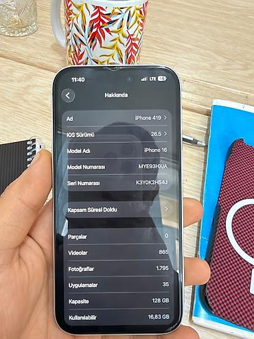 iphone 13 oro: IPhone 16, 128 GB, Gümüşü — 3