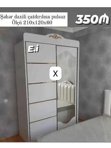 qardirob otagi: Ağ rəngdə sürgülü qapılı şkaf - Ölçü: 210 x 120 x 60 sm - Bir tərəfi — 1