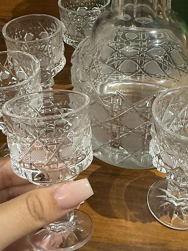 xrustal bakal: Kristal qrafin və bakal dəsti - Material: qalın, şəffaf kəsimli — 7