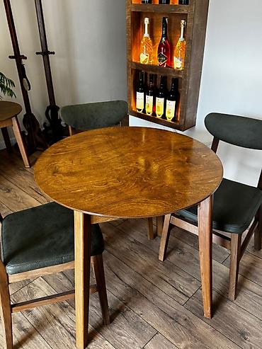 kafe ucun bar: Taxta yemək masası yumuru stol-4 nəfərlik-80AZN (3əd) yumuru stol-6 — 3
