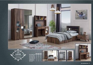 Qonaq otağı dəstləri: Təknəfərlik çarpayı, Dolab, Tumba, Türkiyə, Yeni
