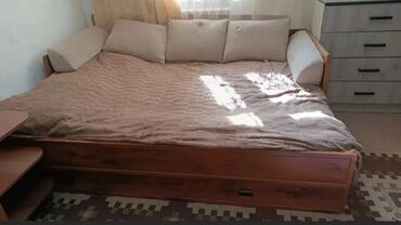 двухспальная мебель: Диван-кровать, цвет - Коричневый, Б/у