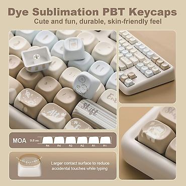 pbt: Клавиатура, Yunzii, Механическая, Bluetooth, Проводное подключение, Размер: 65% — 4