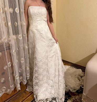 strap: Gəlinlik – straplez model, uzun quyruqlu, A-kəsim siluet.munasib — 9