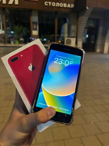 продам айфон 8 плюс: IPhone 8 Plus, Б/у, 64 ГБ, Красный, Зарядное устройство, Защитное стекло, Чехол, 100 %