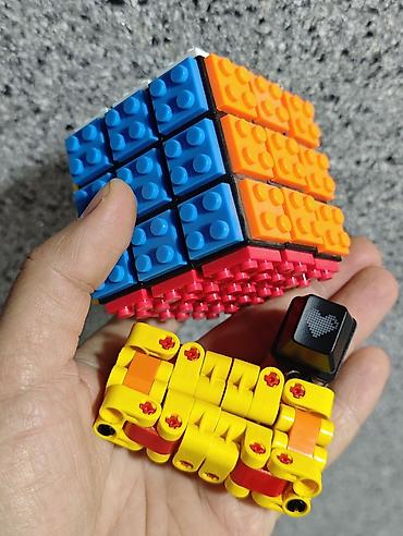 robot it qiymeti: Lego tərzində qurulan mexaniki layihə dəsti + 3x3 Rubik kub — 1