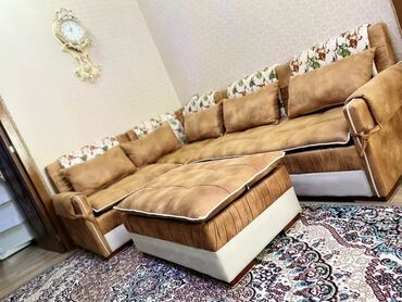 Угловой диван, Б/у, Нераскладной, Без подьемного механизма, Набук