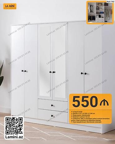 Dolablar: 6 qapılı dolab – Kod: 1763 - Rəng seçimi: mümkündür - Ölçü: Dərinlik — 1